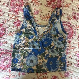 Caution To The Wind Blue Crop Top with Sleeveless Design